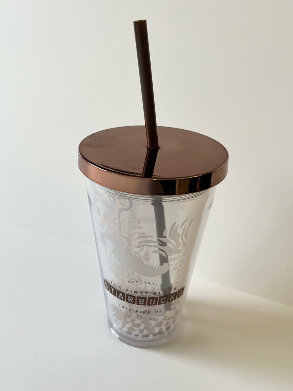 Starbucks The First Store Seattle WA 16 oz Reusable Cold Cup with Straw
